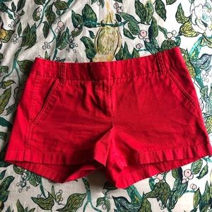 Red J Crew 3” Chino Shorts